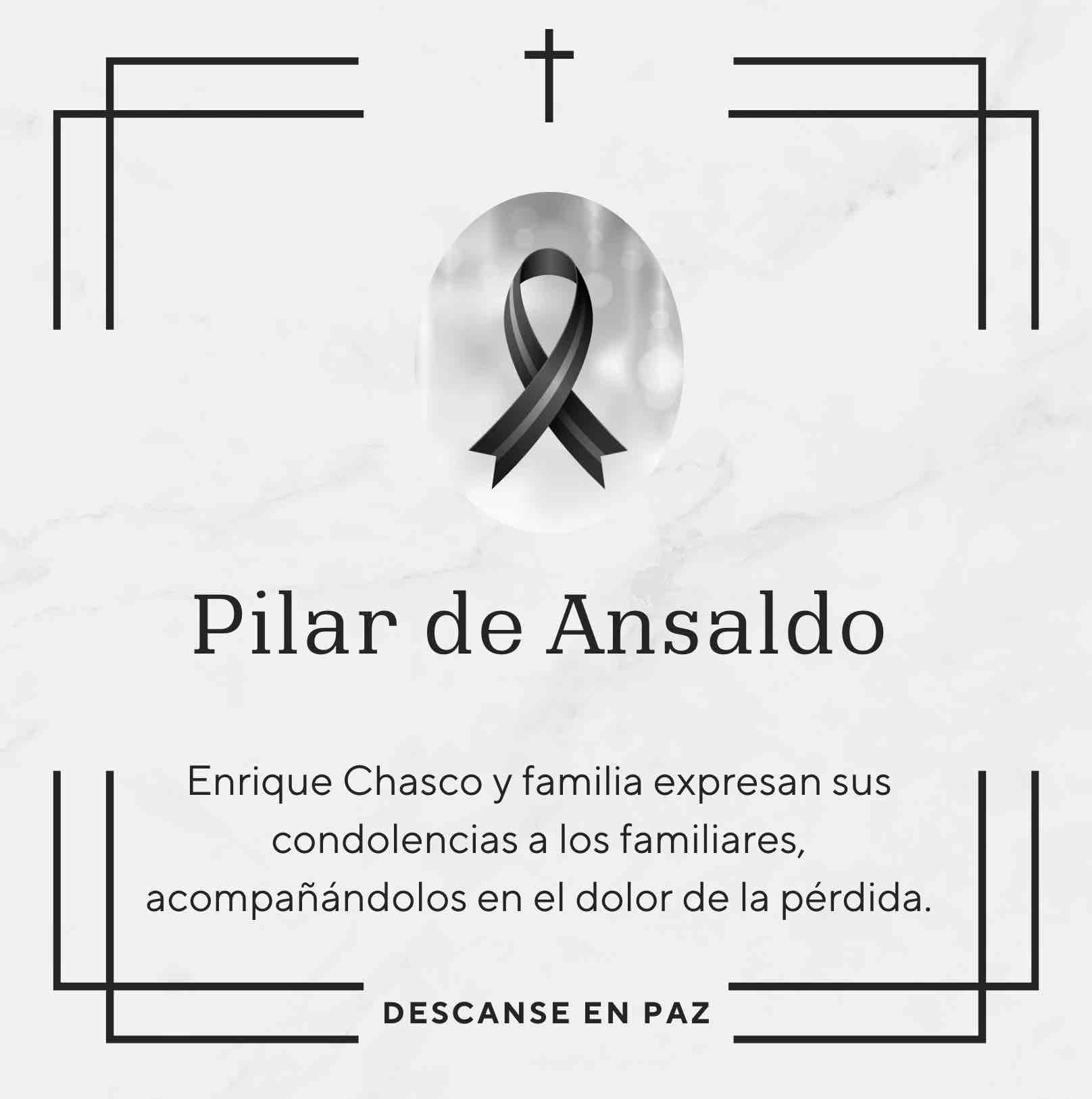 Condolencias por el fallecimiento de Arquitecta Pilar de Ansaldo.